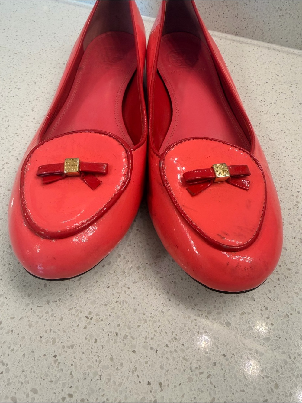 Tory Burch- Dakota Patent Leather Ballet Flats with Bow Accent